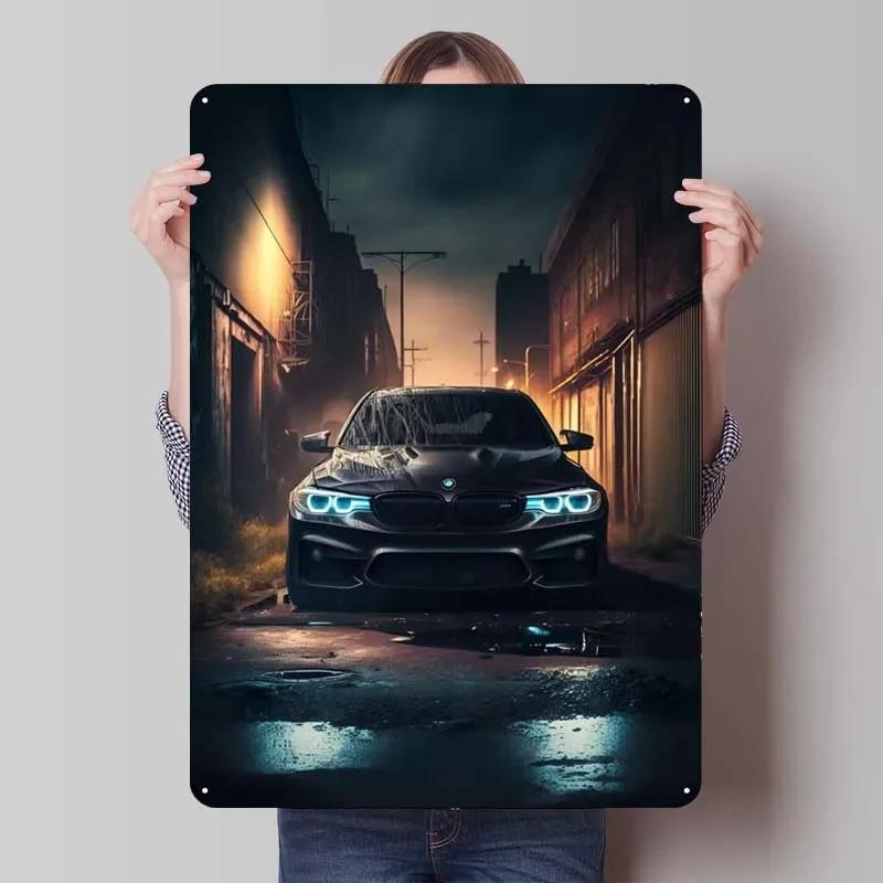 BMW Schild Oldtimer Poster Retro Metall Blechschild Plakette für Garagen Wandkunst Dekoration Kaffee Bar Vintage Heimdeko Artikel Zimmer