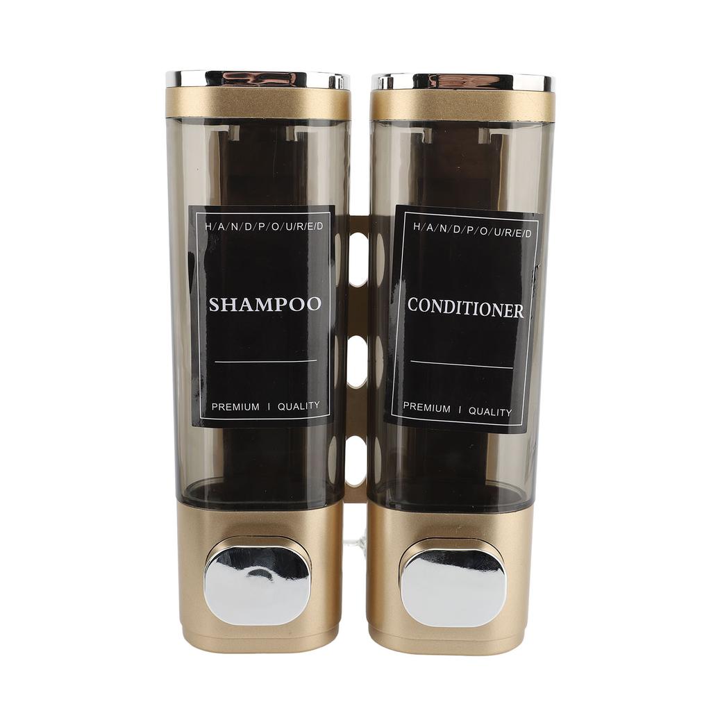 Press Pump Soap Dispenser Wall Mounted 300ml ABS Dual Head Transparent View Shampoo Dispenser