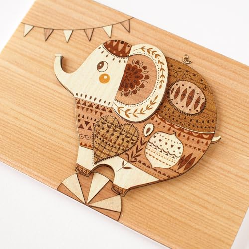 KINOWA "Miracle Circus" Wood Collage Original Handmade Kit Elephant Made in Japan