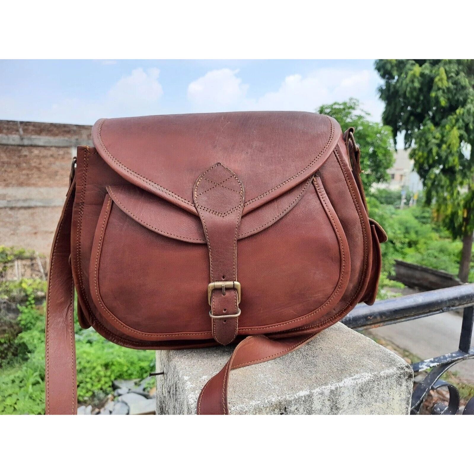 

Genuine Leather Handbags for Women Handmade Purses Top Handle Shoulder Bag 13 x 10 x 4 in