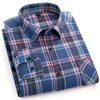 Men's Winter Chic Long Sleeve Shirt Cotton Flannel Plaid Button-Up Comfortable Warm Top for Business Casual Dress Shirts New