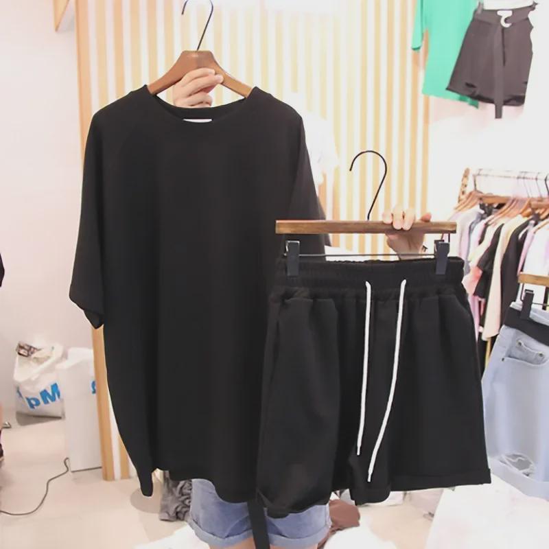 2025 în stil coreean de vară casual pentru femei din două piese: Tricou lejer și pantaloni scurți cu picioare largi