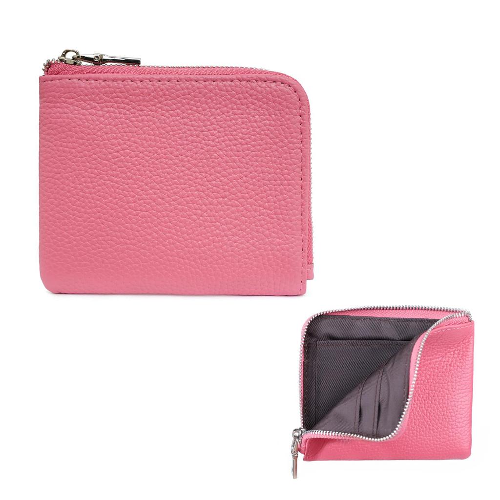 Slim Mini Wallet with Genuine Large Coin Travel Mini Pouch [imeetu] L-Shaped Zipper, Leather, Capacity, Purse, Thin, Lightweight, Slim, Compact,