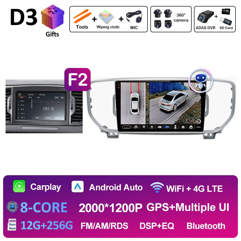 Bluetooth Android 14For KIA Sportage 4 QL 2016 2017 2018 Navigation GPS Car Radio Video Player Wireless Carplay WIFI Accessories