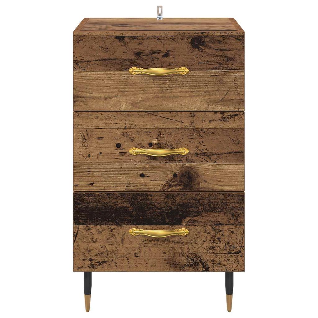 Nightstand with Drawers Reclaimed Wood Look 40 x 40 x 66 cm Engineered Wood