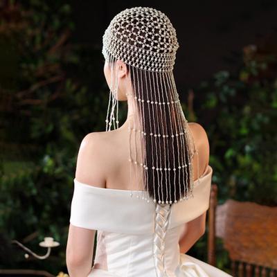 Tassel Pearl Headpiece Cap 1920S Wedding for Performance Prom