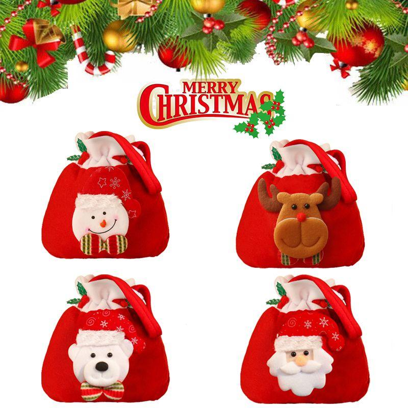 Soft Plush Christmas Kids Gift Doll Bag Drawstring Handle 3d Apple Candy Handbag