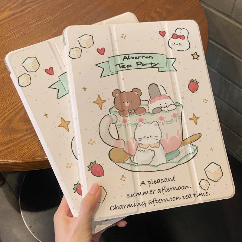 Für iPad Pro2024 Hülle Niedliches Bärenmuster iPad Smart TPU Hülle für iPad Air4 Air5 Air6 Pro11 Pro12.9 2022 2018 mini6/5/4 mit Bleistifthalter