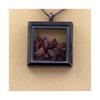 Stones and Minerals. Raw Rhodolite Garnet Necklace. Square Model. Color Black.