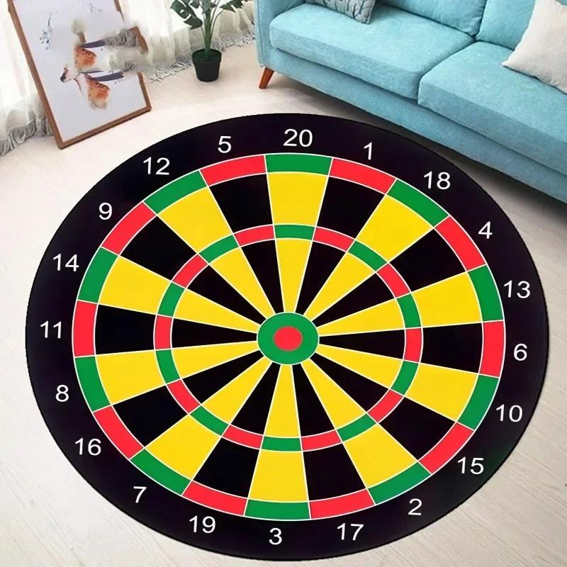 Dartboard Pattern Round Non-slip Rug  Bullseye Round Rug  Youth Bedroom and Living Room Chair Cushion Stylish Home Decor Rug