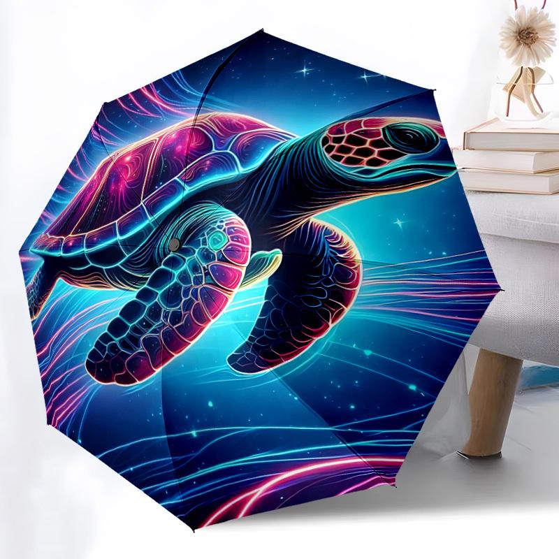 1PC Neon Turtle Automatic Open/close, All-Season Portable Folding Umbrella for Women & Men Yy250919161