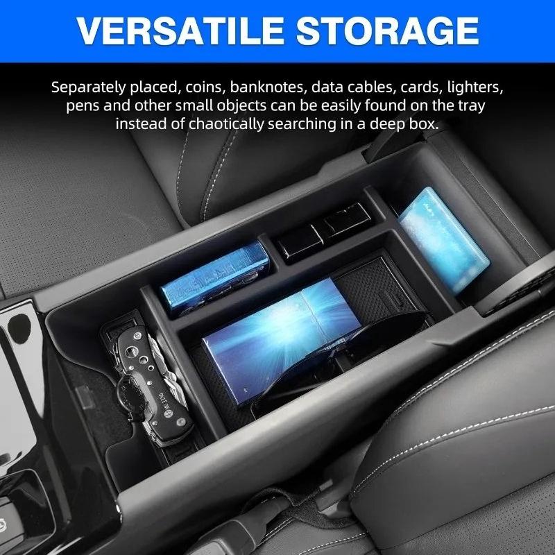 For Toyota Camry XV80 2025 Center Console Armrest Organizer Tray Durable ABS Black Storage Box With Divider Car Accessories