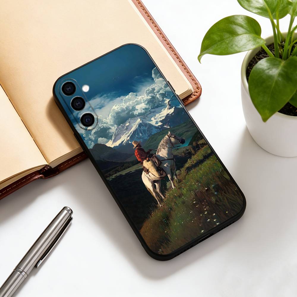 

Cowboy Phone Case Black Silicone Soft For Samsung Galaxy A73,A72,A71,A70,A53,A52,A51 Samsung a52