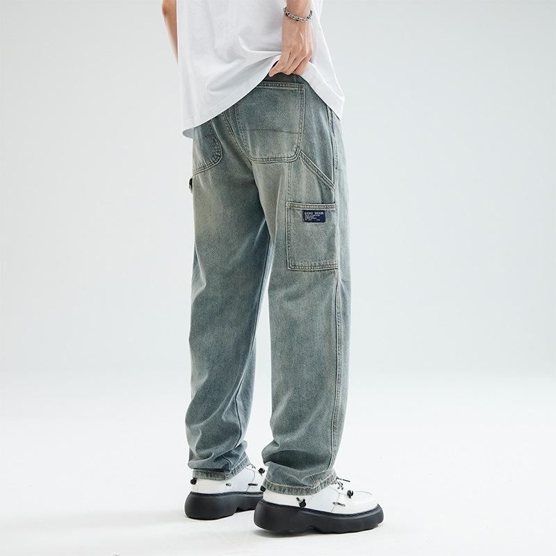 Nowe Dżinsy Wiosenne i Letnie Klasyczne Japońskie Luźne Proste Wszechstronne Dżinsy
