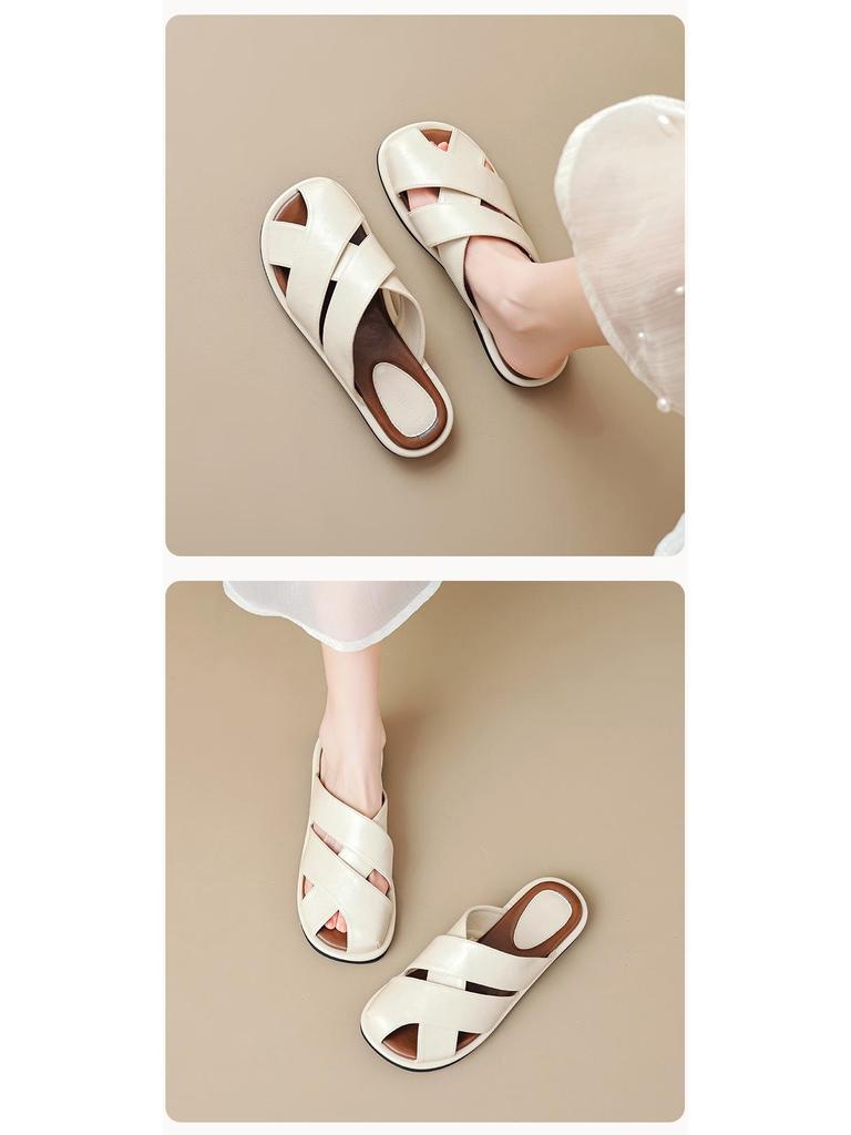 Weiwei 569-1 Damskie Srebrne Sandały Mule - Zakryte Palce, Koreański Styl Wróżki na Lato