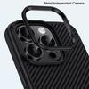 IPAKY For iPhone 16 Pro TPU Case Carbon Fiber Texture Phone Cover Metal Lens Frame
