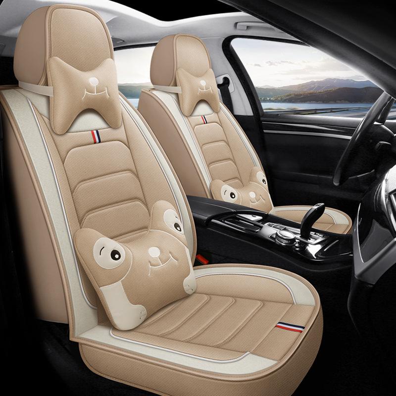 Linen Universal Car Seat Cover - Non-Slip, Full Wrap, All-Season Use