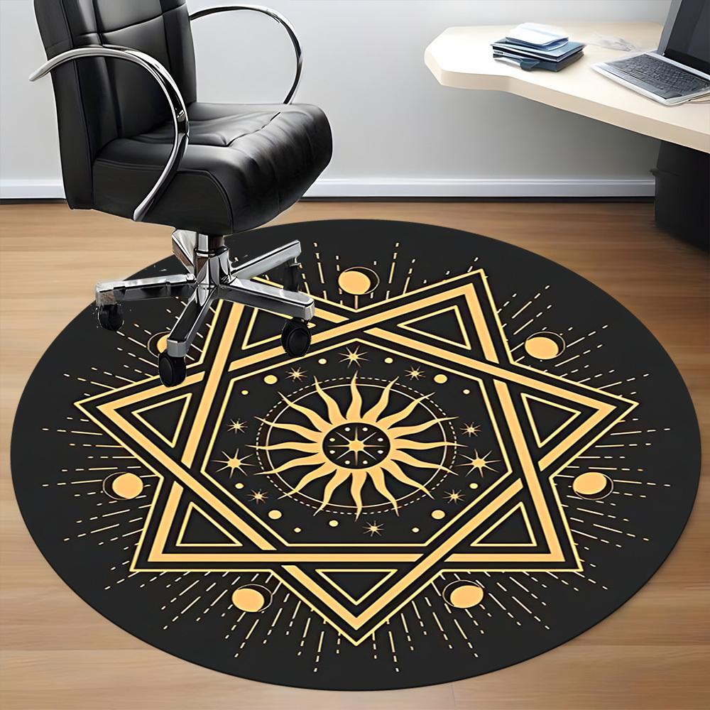 1pc Star Mandala Office Round Area Rug, Indoor Mat Suitable For Office, Under Office Chairs Bedroom Living Room Home Decor, Room Deco