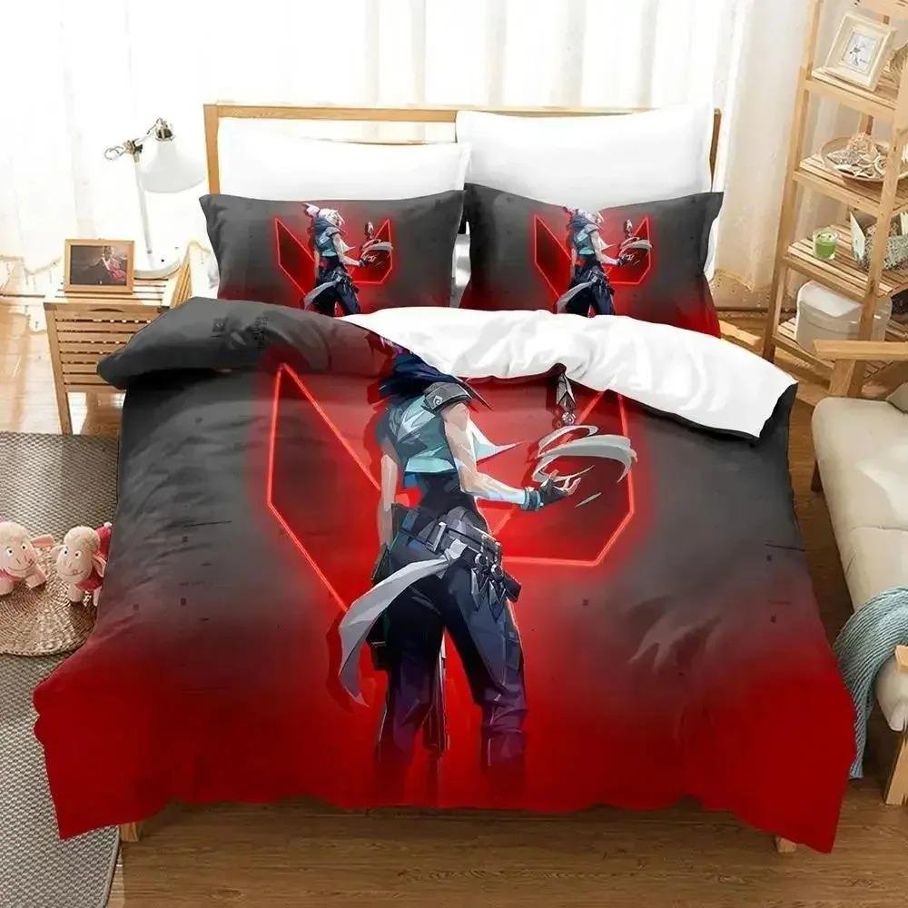 New Game Jett Valorant Bedding Set Single Twin Full Queen King Size Bed Set Adult Kid Bedroom Duvet Cover Sets Anime Yataklar