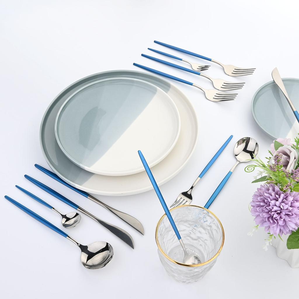 Blue Cutlery Set 18/0 Stainless Steel Gold Dinnerware Set Silverware Flatware Set Dinner Knife Fork Spoon Dropshipping