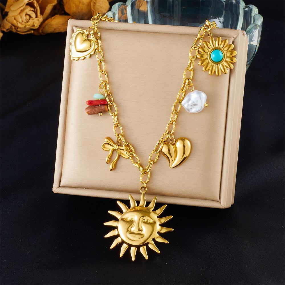 Fashion Vacation Premium Multi Element Ocean Creature Pendant Shell Starfish Sun Necklace
