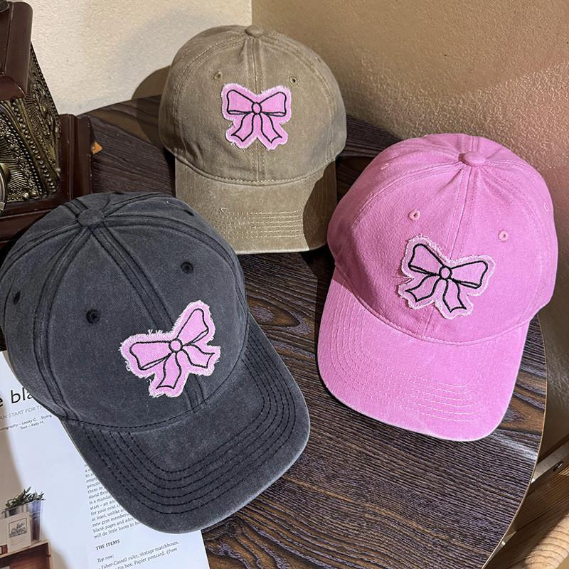 Casual Cotton Bow Baseball Cap With Curved Brim For Daily Wear In Warm Seasons