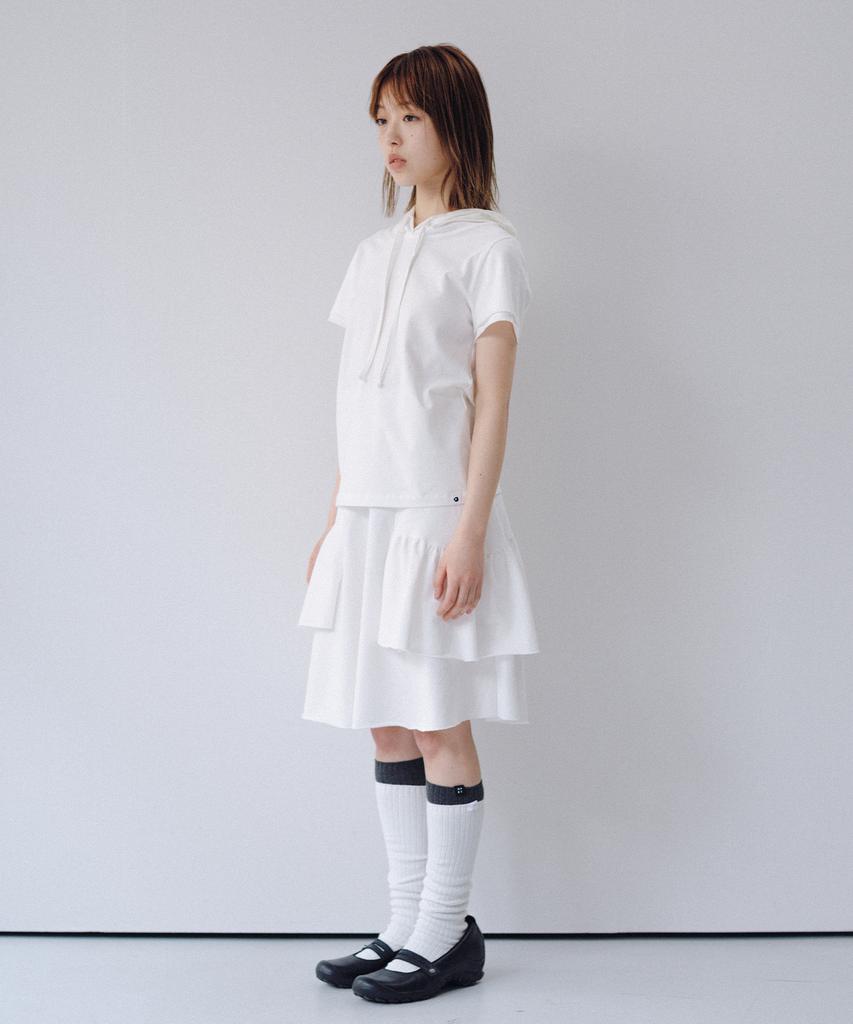 Ohesio Shirring Midi Banding Skirt, White