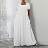 Women's Loose Fit Short Sleeve Square Neck Dress Plus Size Color Casual Summer Wear