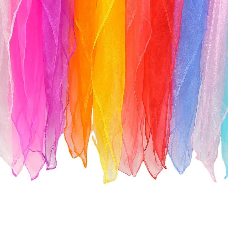 60X60cm Colorful Girl Gymnastics Square Scarf Movement Rhythm Band Scarves