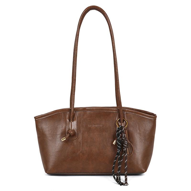 Women PU Leather Shoulder Bag Vintage Large Capacity Handbag Multi Functional Commuting Tote Bag High Looks Women's Bag