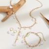 Bohemian Baroque Pearl Jewelry Set for Women Gold Chain Necklace Bracelet Hoop Earrings Set Y2K Vintage Irregular Pearl Charm