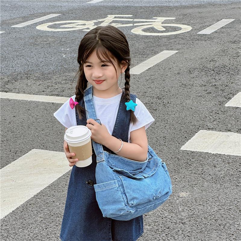 Trendige Koreanische Kinder-Denim-Umhängetasche Für Jungen Und Mädchen Mit Einzigartigem Design