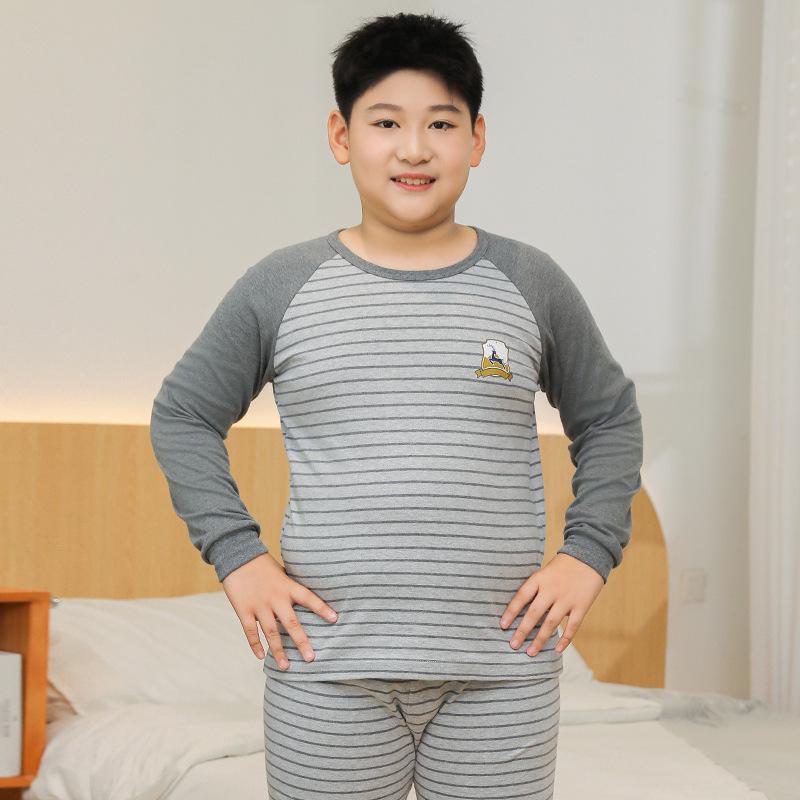 Fat Child Pure Cotton Pajama Set: Boys & Girls Warm Underwear, Plus-Size Base Layer, Autumn/Winter Sweater and Pants