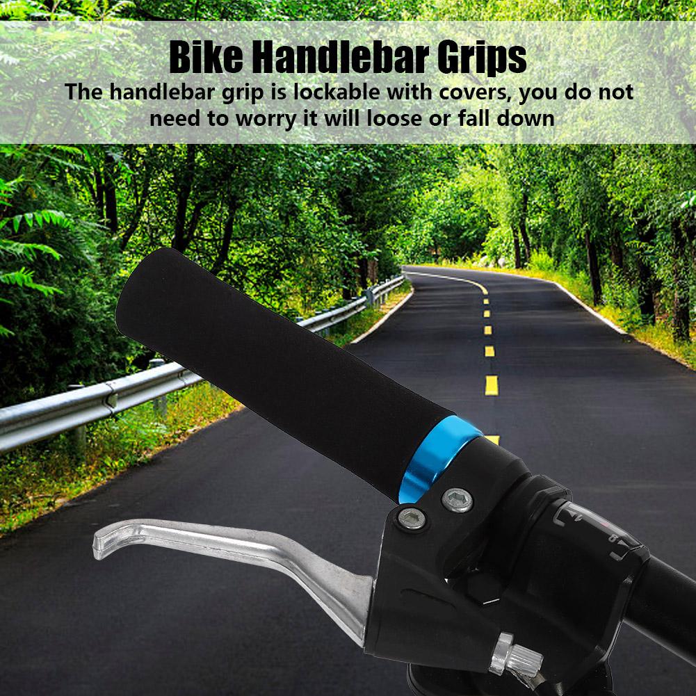 1 Pair Cycling Handle Bar End Bike   Lock on Handlebar Grips Accessory (Black)