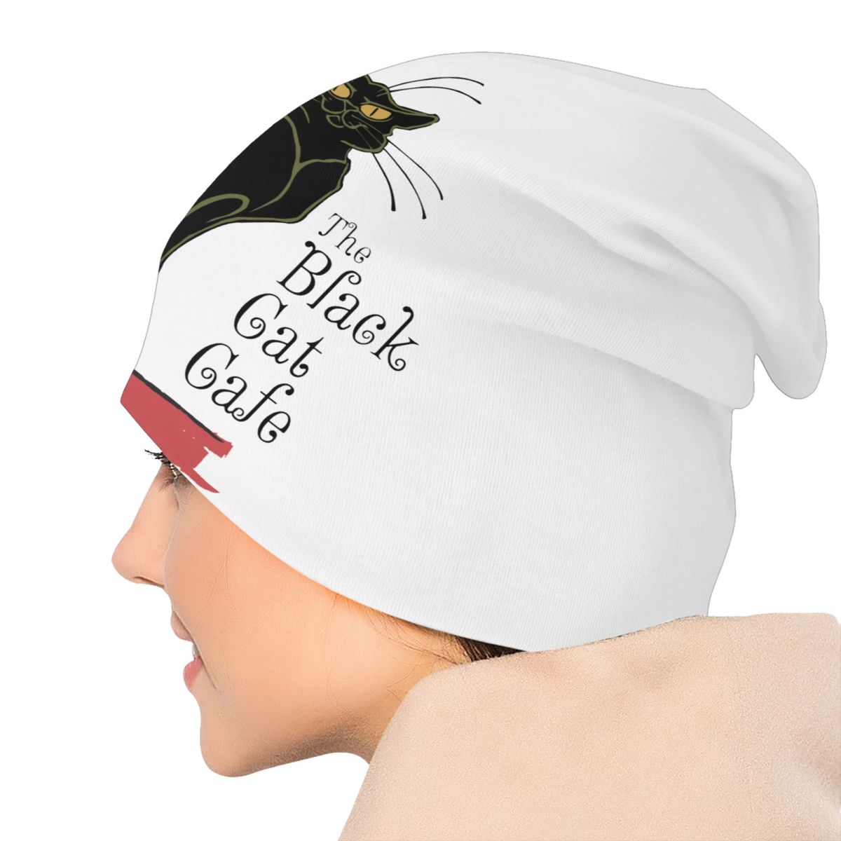 Черная кошка кафе Skullies шапочки шапки унисекс зимняя теплая вязаная шапка унисекс — фото 6