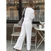 European and American Women Set White Lace-up Top Spring 2025 Casual Trousers