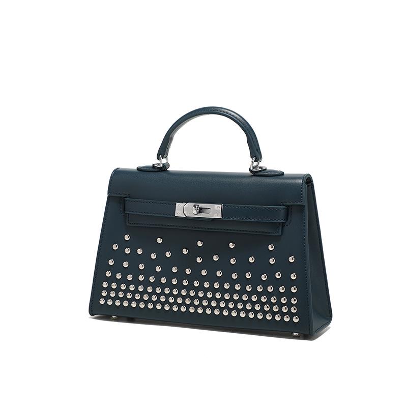 H Rivet Silver Buckle Kelly Bag 2025: Classic European and American Small Square Crossbody Bag for Women