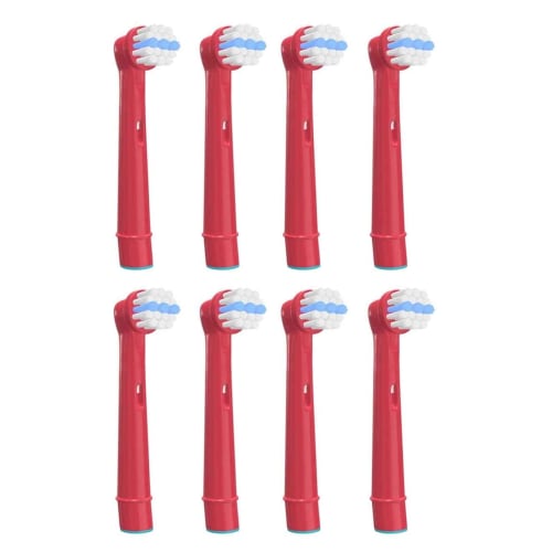 WuYan Compatible Braun Oral-B Electric Toothbrush Replacement Brushes for Kids, Red, 8 Brushes