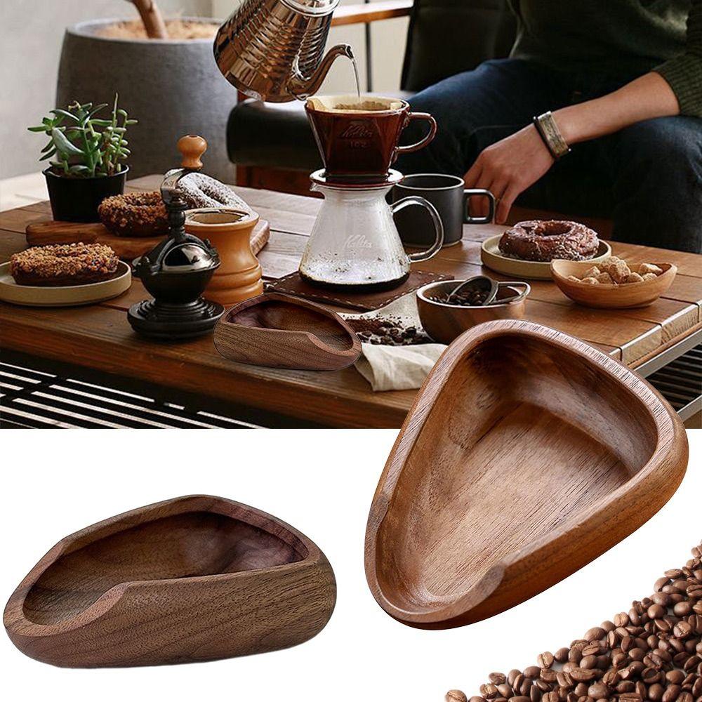Wood Coffee Bean Measuring Cup Brown Coffee Bean Spoon Durable Coffee Beans Dose Trays  Cafe