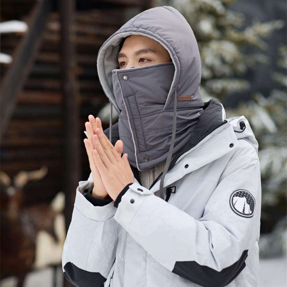Down Cotton Warm Hat 4-in-1 Mask Hat Scarf Set New Beanies Cap Autumn Winter
