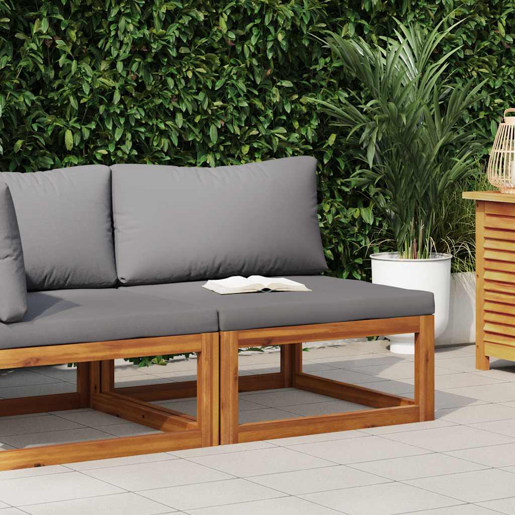 Modular Center Sofa with Dark Gray Cushions Solid Acacia Wood