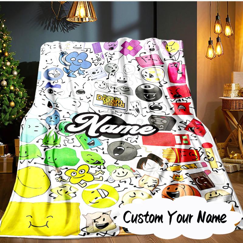 Custom Name Colorful Dream Island Blanket Ideal Bedding Blanket Perfect for Travel, Camping, Living Rooms, Offices, Sofas, Fan Christmas gift