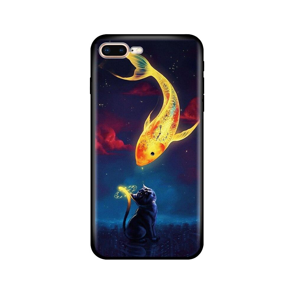 For Iphone 7 8 Case Silicon Soft Tpu Shell Cover For Apple iPhone 7 8 Plus Bag Funda Coque Etui Bumper Paiting Black Tpu Case