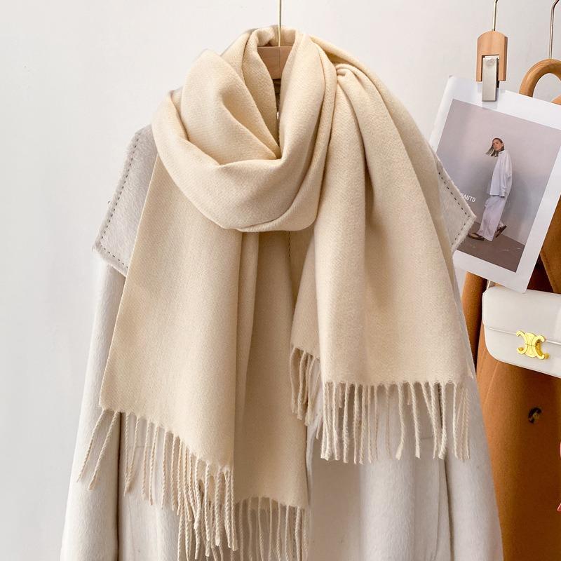 Red scarf men's and women's winter high-end sense new imitation cashmere versatile thickened neck protector knitted shawl