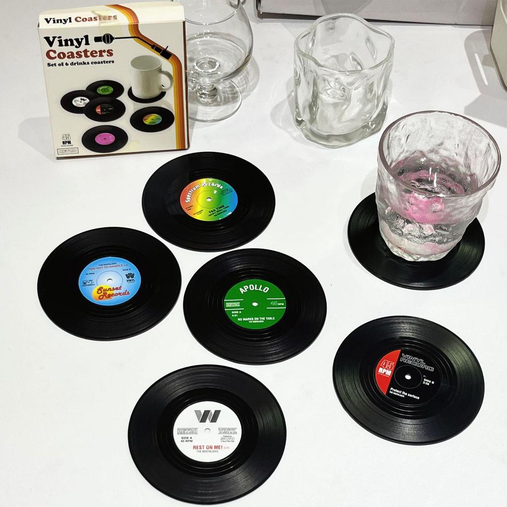 Retro Schallplatten Untersetzer: Rutschfeste, Hitzebeständige, Runde Schwarze Tischunterlage