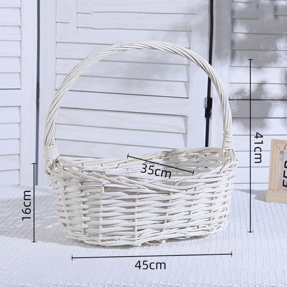 Panier de Tissage Oval à Poignée Panier Tressé Marron Blanc Paniers de Rangement Utiles Rangement Maison
