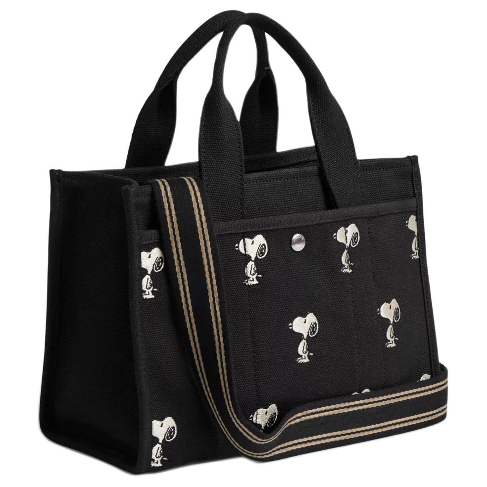 Coach X Peanuts Snoopy Collaboration Cargo 26 Tote Bag Women Tote Black CBF70-SVA47