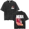 Japanese Science Fiction Cartoon Movie Anime Akira Shotaro Kaneda Vintage Washed T Shirt Mens Clothing S Oversized Tshirts