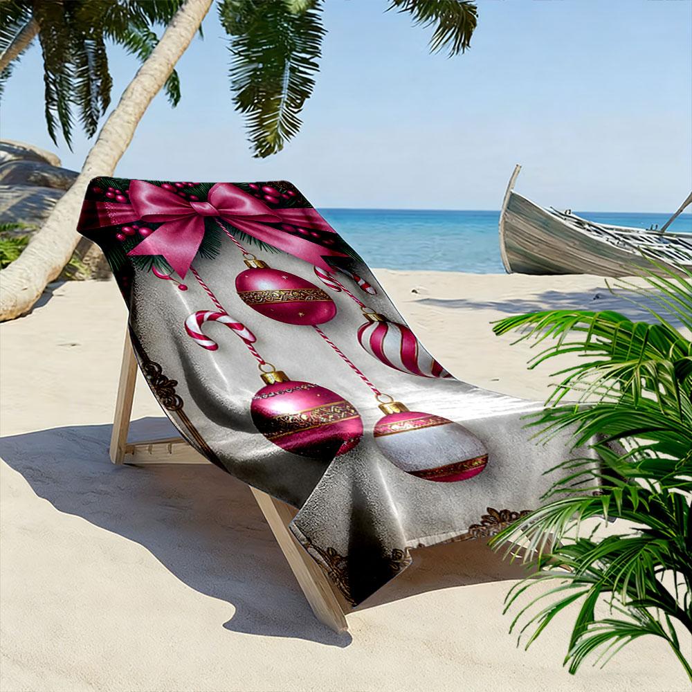 Glowing festive ornaments harmony Print beach towel, quick drying, suitable for travel, outdoor sports, jogging, the beach and swimming, gift