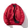 Mens Oversized Bomber Jacket With Embroidered Letters Vintage Style Cotton Blend Windproof Outerwear